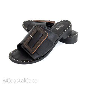 Golo Badan Leather Slide Handcrafted Sandals 8 Black Comfort Casual Elegant
